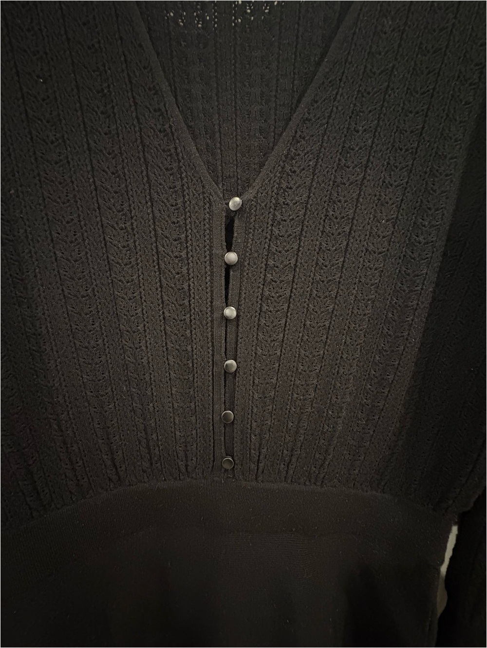 Sézane Thaile Classy Black Knit Button-Back Sweater Dress - Picture 3 of 10